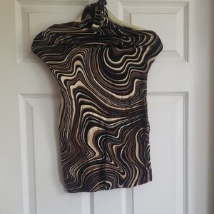 Motel Rocks Swirl Pattern Mini Dress - Black and Brown